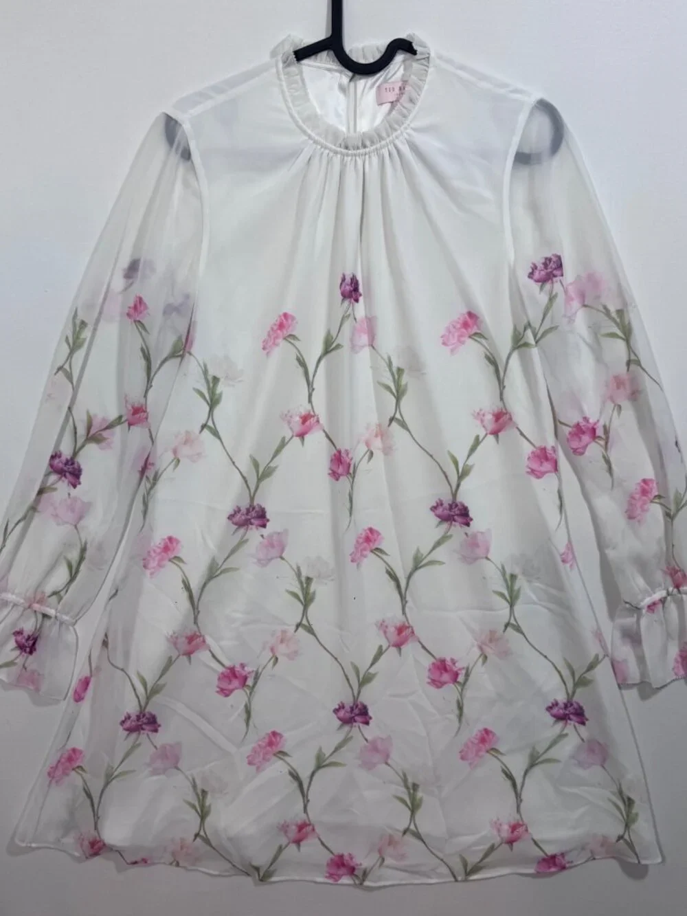 Ted Baker London DANIEA Sketchbook Floral Mini Dress Ruffle 0 XS Prom Romantic